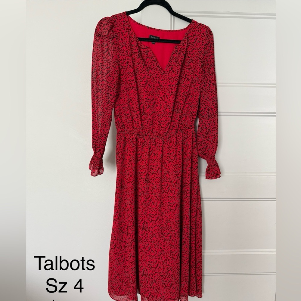 Talbots Vibrant Red Sleeve Dress